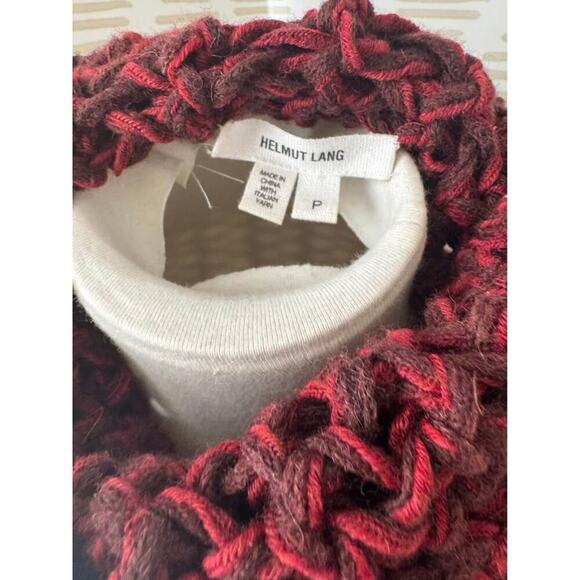 Helmut Lang Women’s Size P XS Red Open Knit Italian Wool Sweater - Picture 8 of 8